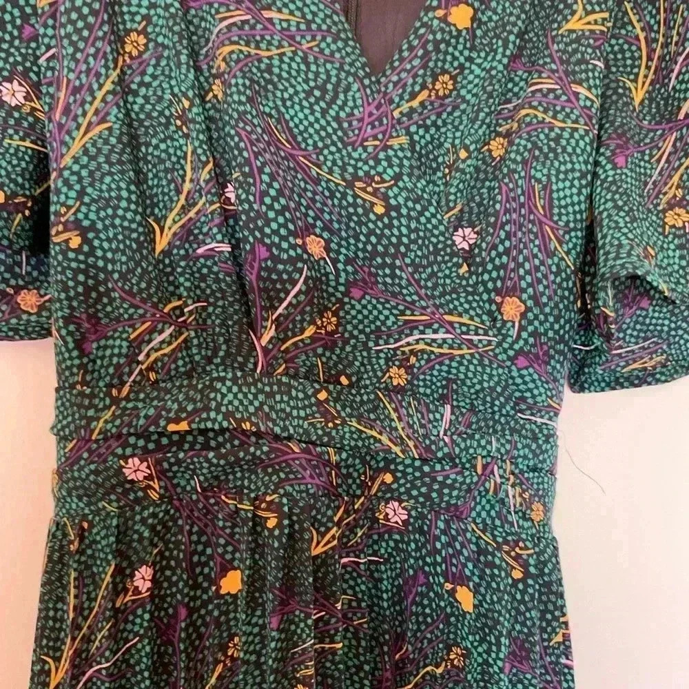 Nwot Modcloth Blooms By The Evergreen Fit Flare Floral Pleated Midi Dress View 3